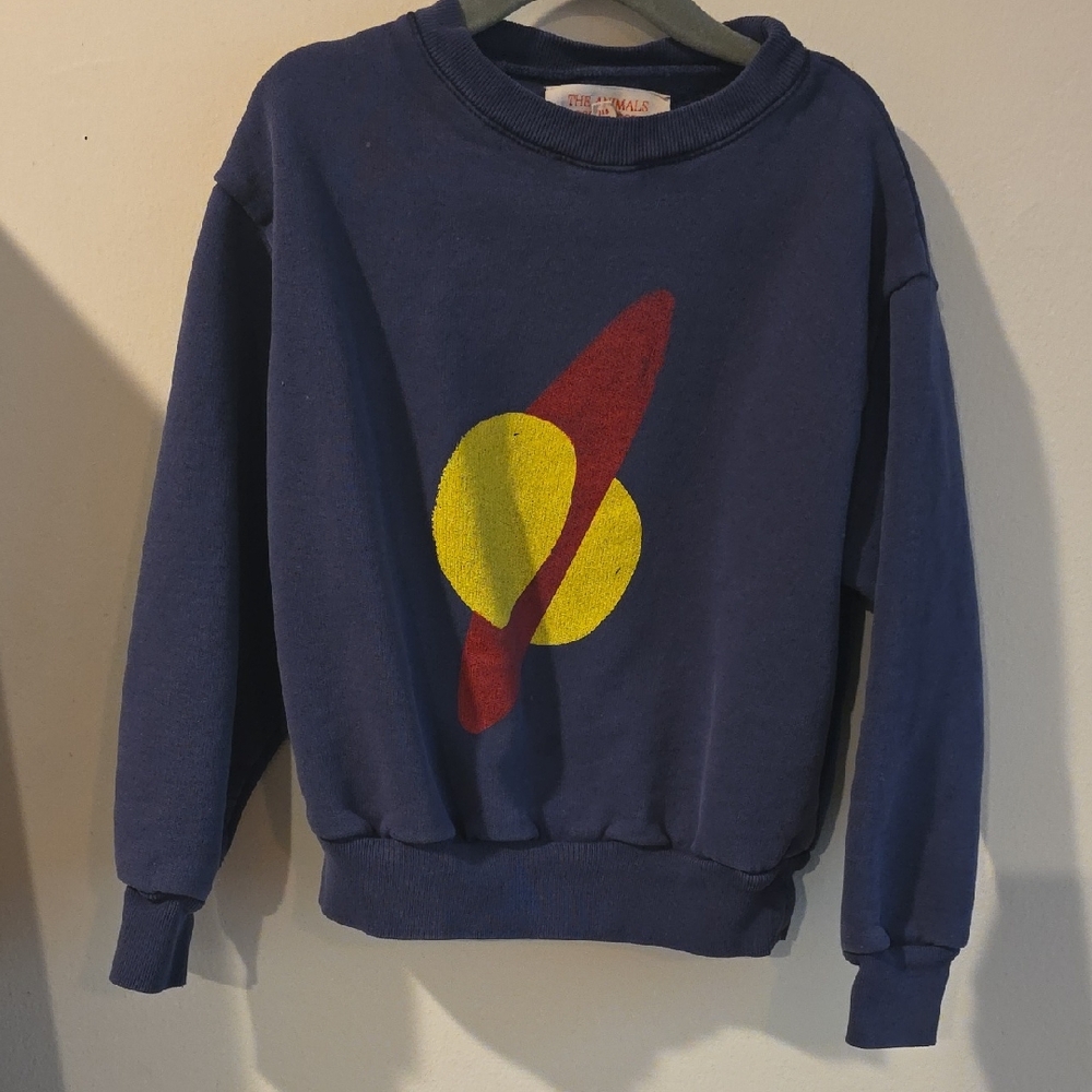 The ANIMAL OBSERVATORY Kids Navy Sweatshirt Red and Yellow Design Saturn PLANET